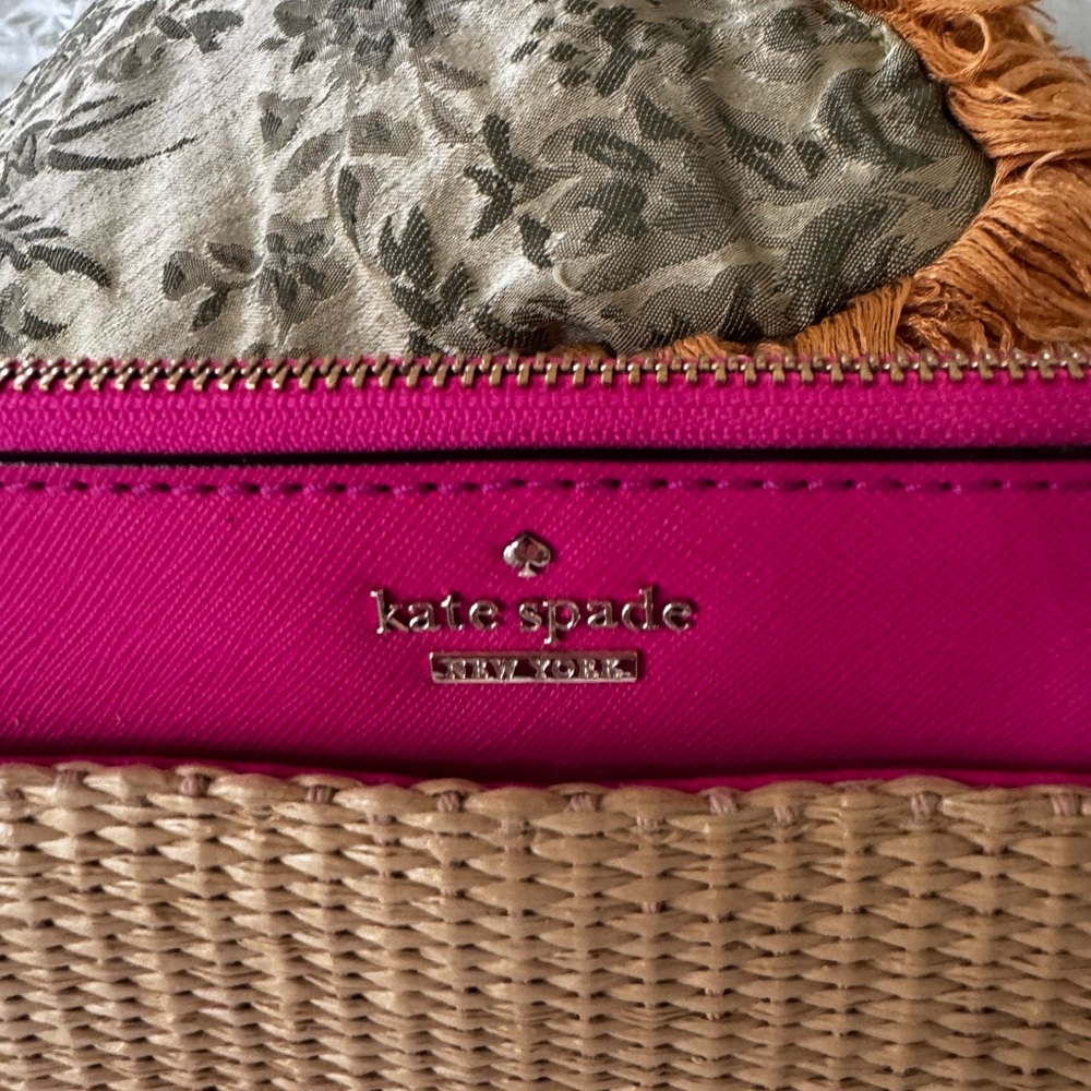 Stylish Pink, Orange & Raffia Crossbody Bag